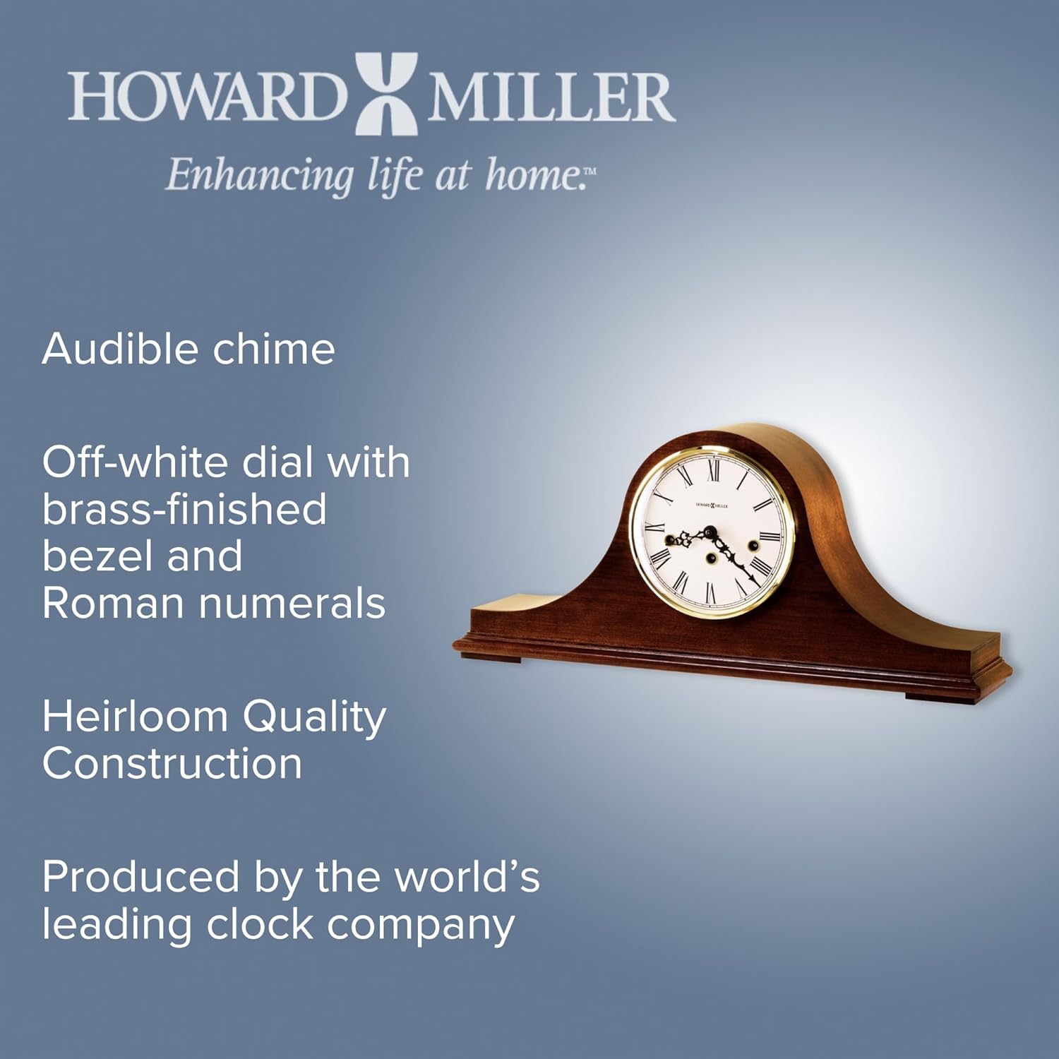Howard Miller Mason Mantel Clock 630-161 Mechanical Windsor Cherry B3033