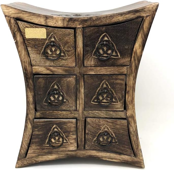 vrinda® Wooden Storage Almirah Curved Triquetra for Herbal Practices M73317