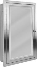 Head West Recessed Medicine Cabinet Mirror with Beveled Edge - Brushed Nickel Bathroom Mirror with Storage, Adjustable Shelves and Stainless Steel - Small Medicine Cabinets for Bathroom Wall 16"x26"
