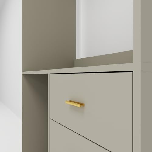 Wooden Wall Mount Closet System with 4 Drawers and Shelves, 63"W Y634