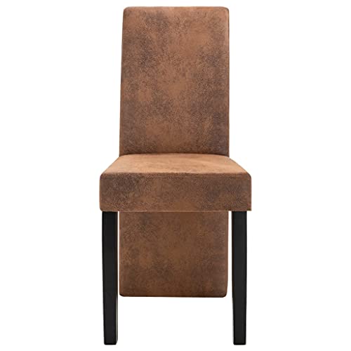 Dining Chairs PU Leather Kitchen Chair with Solid Wood Legs Brown 4 pcs G4050