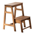 2-Step Ladder Stool, Dual Purpose Folding Solid Wood Step Stool, Portable Non-Slip Display Stand for Balcony Coffee Shop, Save Space, 2 Colors (Color : Wood Color)