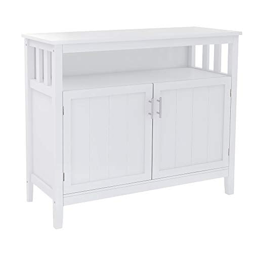 40 Inch Buffet Table with Shelves, White Y1296