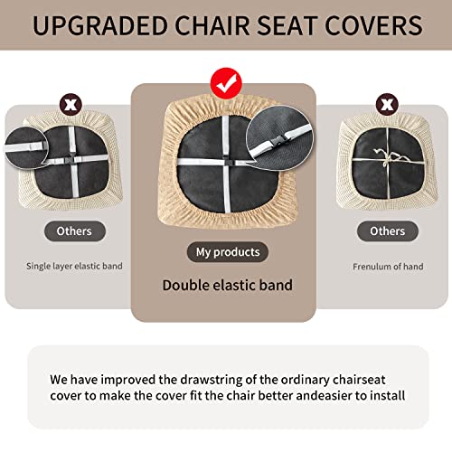 Waterproof Jacquard Dining Chair Seat Covers (4, Ivory) G485