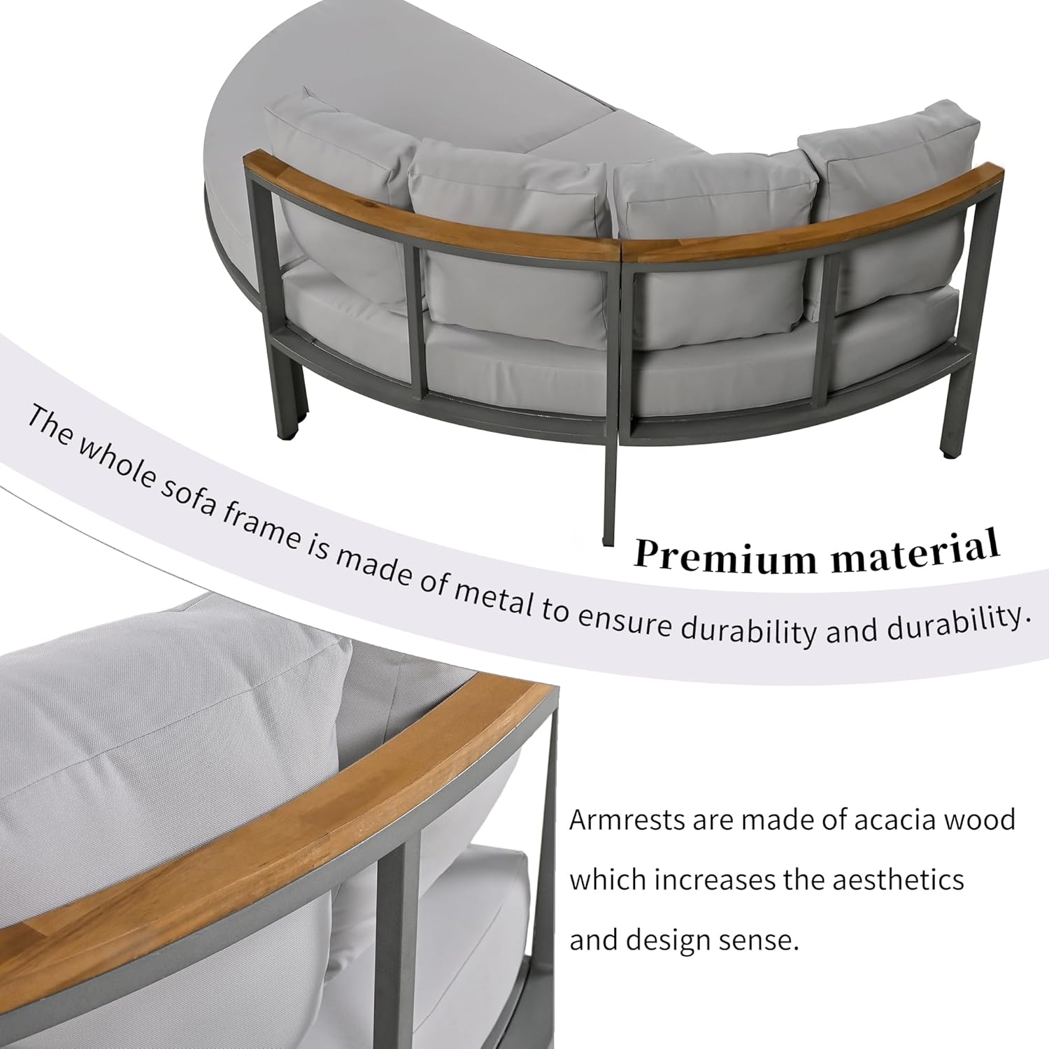 ROOMTEC U-style Sleeper Sofa Bed Convertible Futon Couch, Grey Z75576