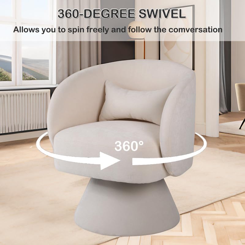 Swivel Barrel Chair, Modern Upholstered Accent Chair, Teal Linen H794393