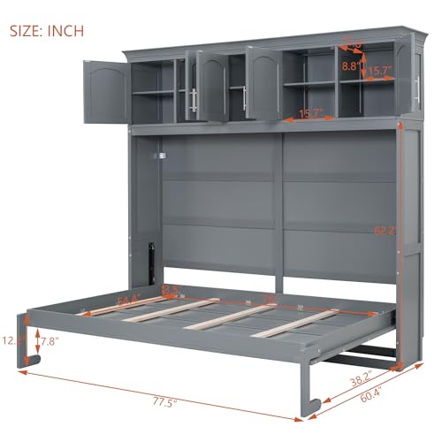 Full Size Murphy Bed with Top Cabinets and Pneumatic Lift A6933