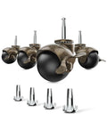 2 inch Ball Caster Wheels Locking Stem Casters, Furniture Casters Set of 4 Chrome Vintage Antique Swivel Caster, 5/16" x 1-1/2" Grip Neck Spherical Casters Wheels for Furniture Legs