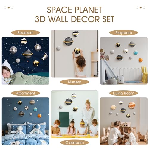 4Pcs Outer Space Planets Wall Decor 3D Sculptures for Kids Room X88172