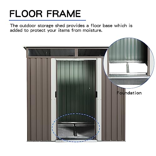 6FT x 5FT Metal Storage Shed with Lockable Door, Waterproof Roof, Gray F429740