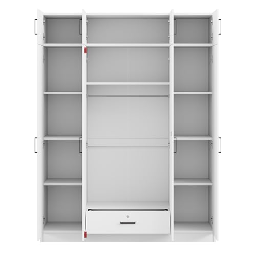 Modern Storage Wardrobe with Hanging Rods and 2 Drawers K97357