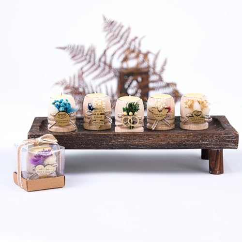HTF Personalized Wood Tealight Candle Holder Dark Brown N7376