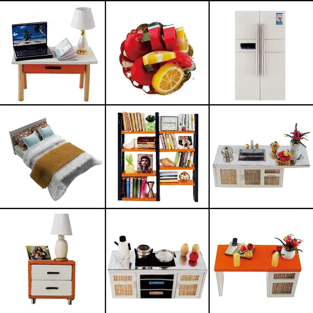 CUTEBEE Dollhouse Miniature DIY Kit with Furniture, 1:24 Scale H1709