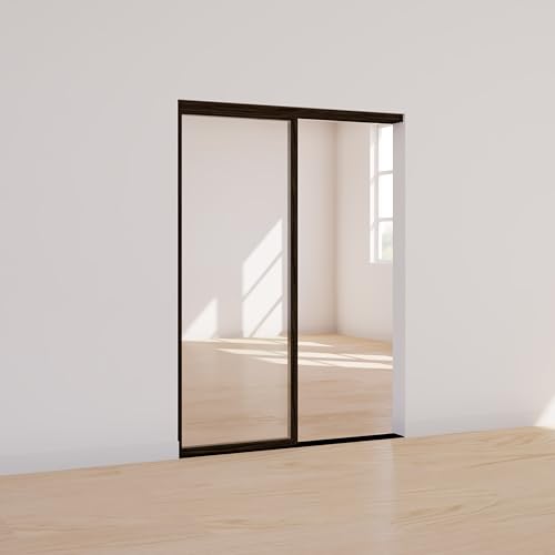 TSDC Narrow 48"x80" 2-Pane Modern Interior Sliding Glass Doors Room Dividers with Aluminum Framed Clear See-Through Tempered Glass for Residential & Commercial Spaces (Silver, 48" W x 80" H)