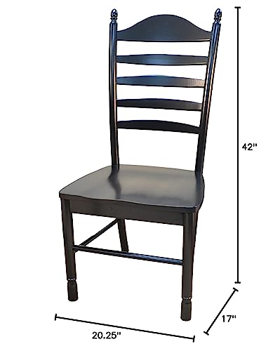 Carolina Living Whitman Transitional Ladder Back Dining Accent Chair, Antique Black Y4404