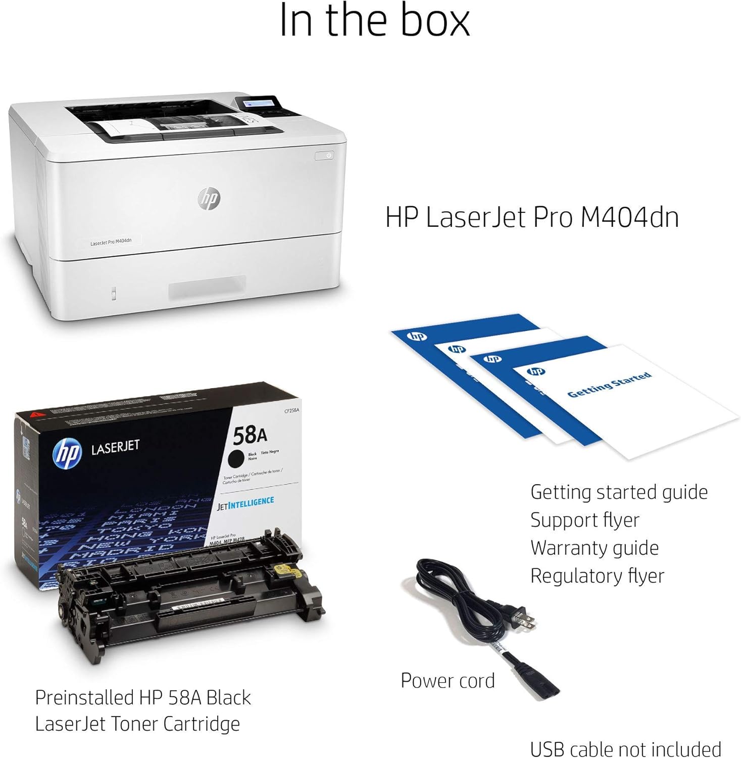 HP Laserjet Pro M404dn Monochrome Laser Printer with Ethernet & Double-Sided Printing (Renewed) V865834