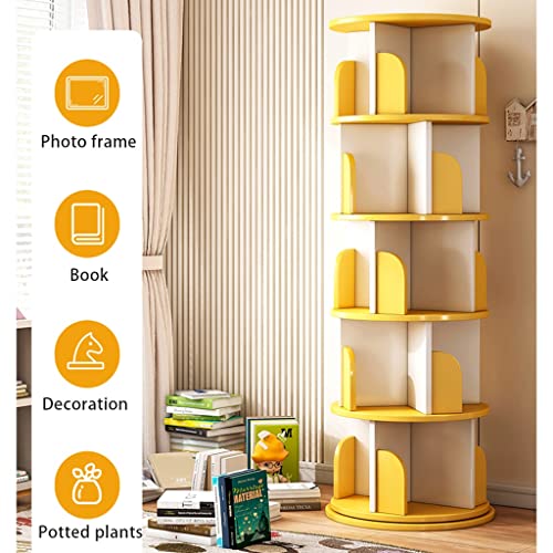 Revolving Bookshelf 5-Shelf Rotating Bookcase for Bedroom Living Room Home Office Grey M92726