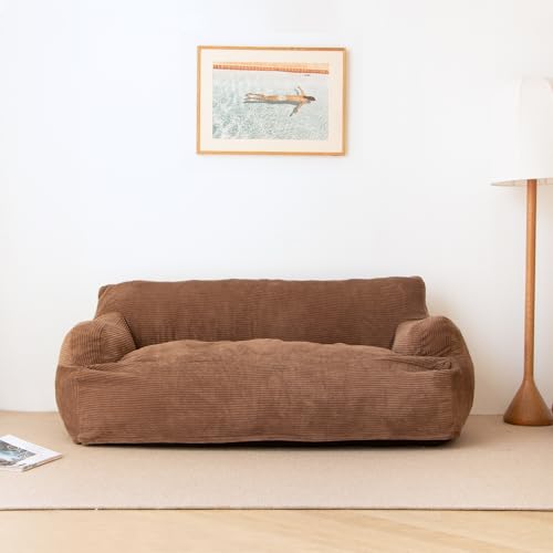 N&V Giant Twin Size Bean Bag Sofa with Removable Cover, Brown Z40299
