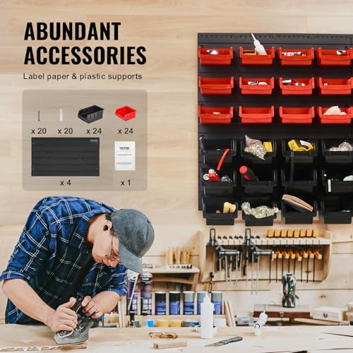 VEVOR 48-Bin Wall Mounted Storage Bins Parts Rack Organizer U57306