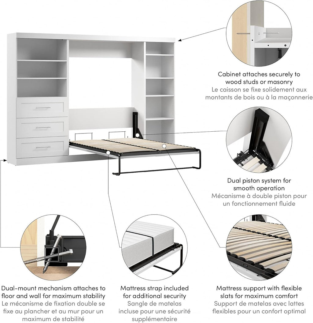 BESTAR Pur Murphy Wall Bed, Full, White B2363