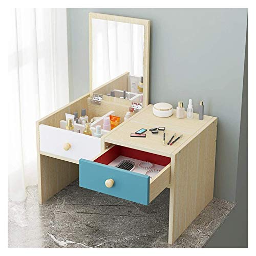 2 Drawers Mini Makeup Vanity Desk with Flip Top Mirror O19895