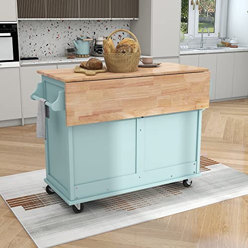 Kitchen Island Cart on Wheels with Drawers and Storage Cabinet, Black M163