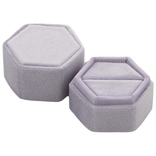 Koyal Wholesale Hexagon Velvet Wedding Ring Box, 1 Slot, Lilac Z195800