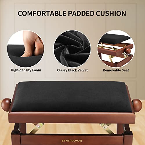 Starfavor Adjustable Wooden Piano Bench with Padded Seat, SPB-480N V9928