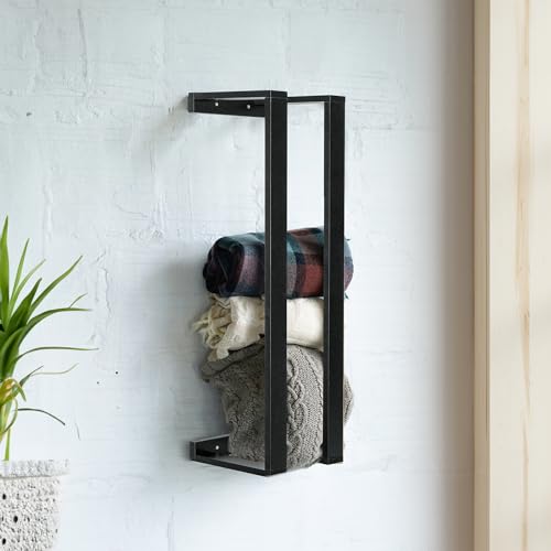 RELODECOR Blanket Wall Rack (White), Blanket Holder for Bedroom and Living Room, Blanket and Towel Wall Mount Rack, Floating Blanket Storage, Wall Decorative Blanket Shelf