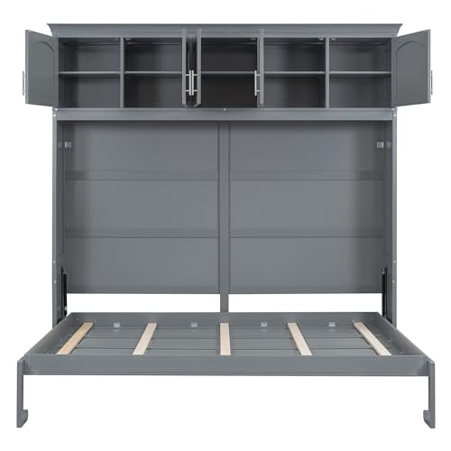 Full Size Murphy Bed with Top Cabinets and Pneumatic Lift A6933