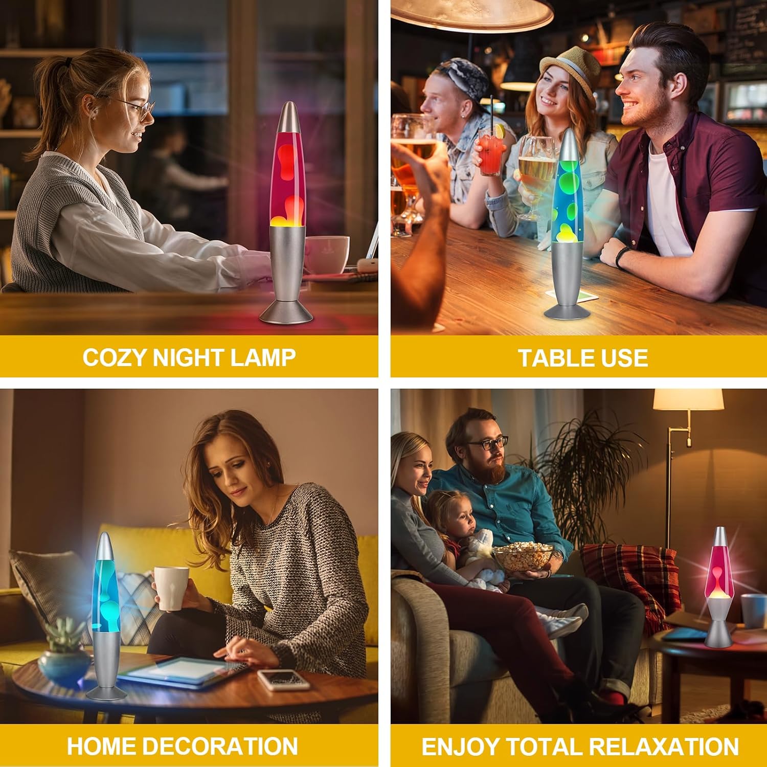 16-Inch Blue Lava Lamp with Yellow Wax for Home Decor H519374