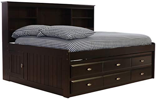 Discovery World Furniture Bookcase Daybed with 6 Drawers, Full, Espresso Y1175