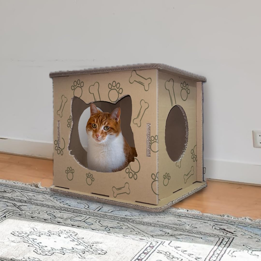Cat House - Corrugated Cardboard Cat Scratcher for Indoor Cats J7557