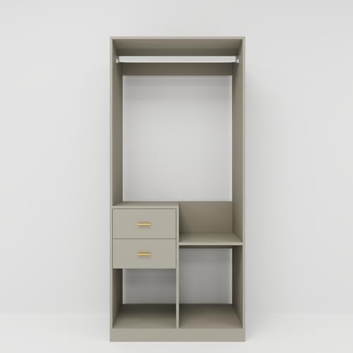 Wooden Wall Mount Closet System with 4 Drawers and Shelves, 63"W Y634