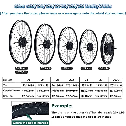 E-Bike Conversion Kit Front Wheel Hub Motor 48V 1500W 26 inch T51988