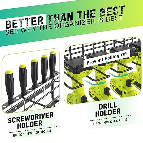 Power Tool Organizer Wall Mounted, 3 Layers with 4 Drill Holders, 2 Pack R30444