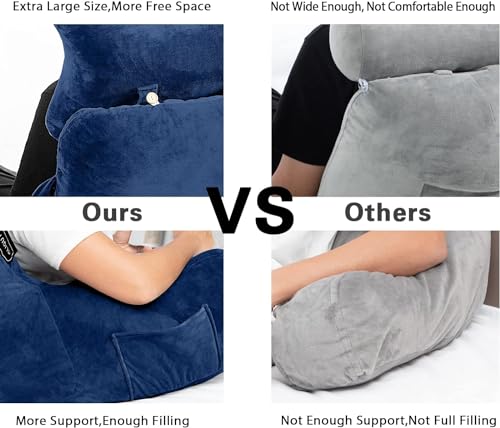 Reading Pillow Extra Large 31" with Detachable Neck Roll for Bed or Couch C8591