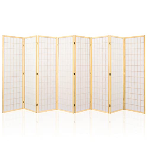 8 Panel Japanese Shoji Screen Room Divider, 5.6 Ft, Black H3109