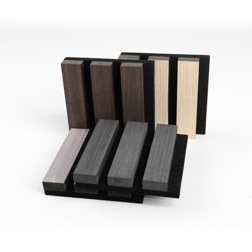 2PCS Wood Wall Panels, 3D Fluted Sound Absorbing Slat Wall Paneling in Walnut, Wood Finish Sound Proof for Wall and Ceiling 47.2" x23.6"/ Sheet