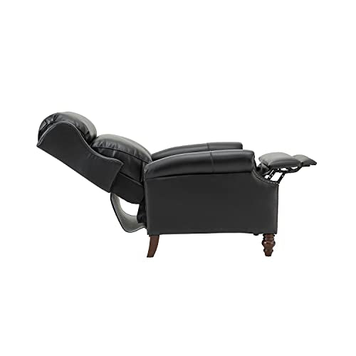 HULALA HOME Genuine Leather Wingback Push Back Recliner Chair with Solid Wood Legs W573313