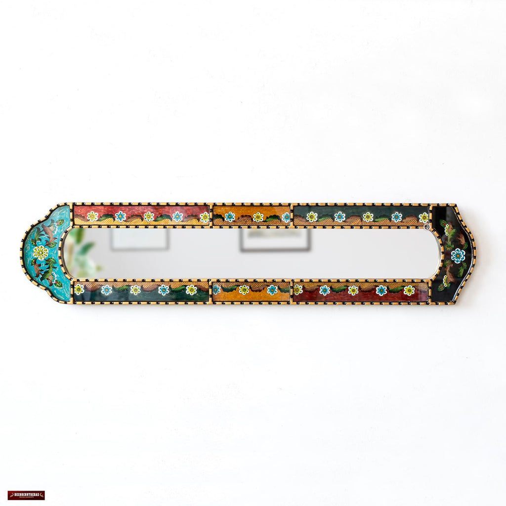 Peruvian Long Narrow Wall Mirror 35.8" Handmade Vintage Style M513799