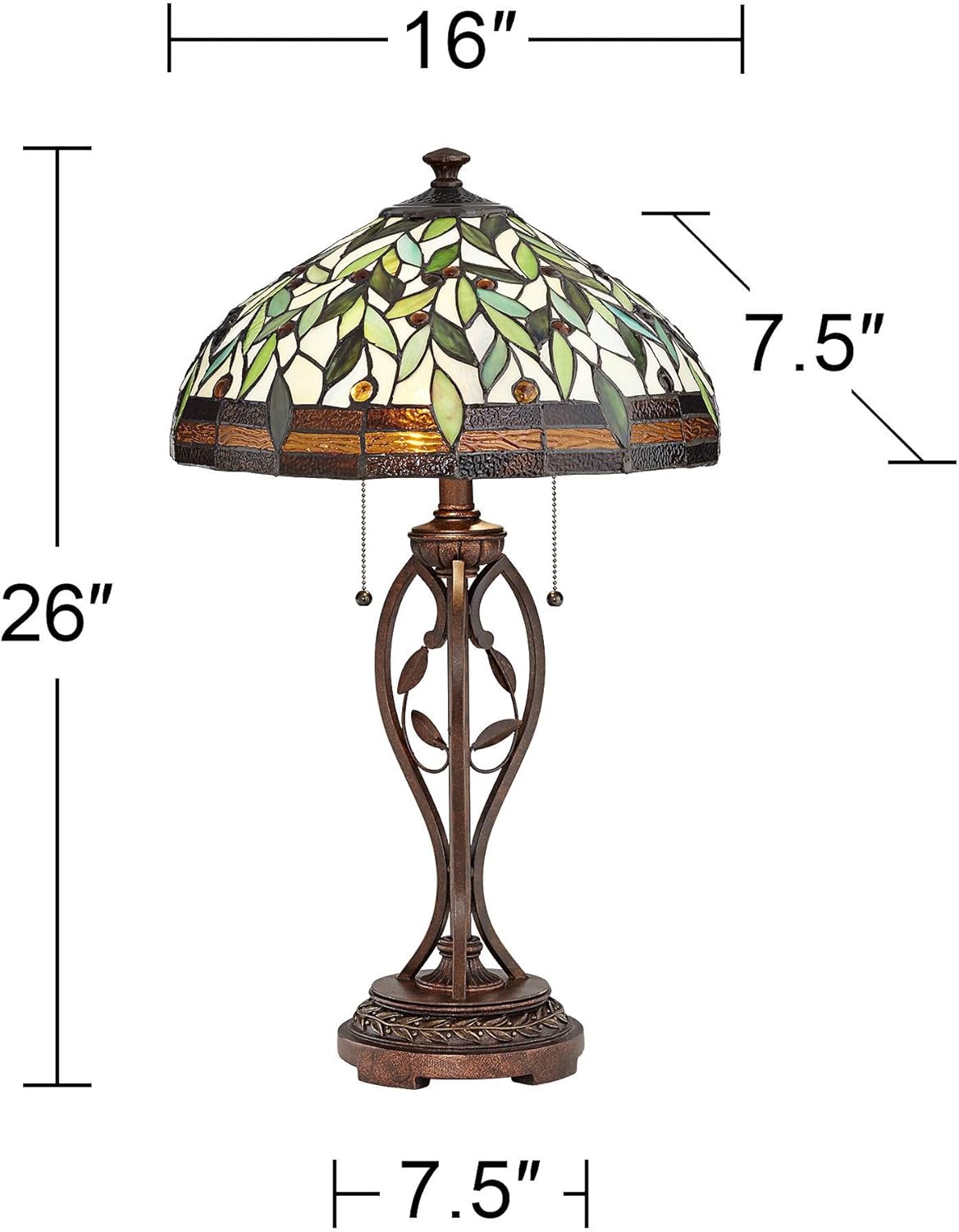 Robert Louis Tiffany Traditional Tiffany Style Table Lamp 26" High Bronze Brown Leaf and Vine Glass Shade D273336