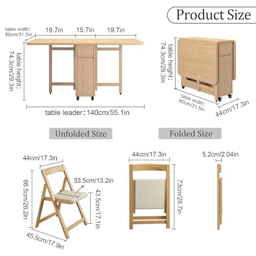 Solid Wood Dining Table Set with 4 Chairs and Storage Q62603