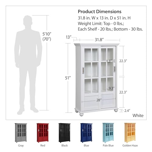 Ameriwood Home Aaron Lane Bookcase with Sliding Glass Doors, Red F651900