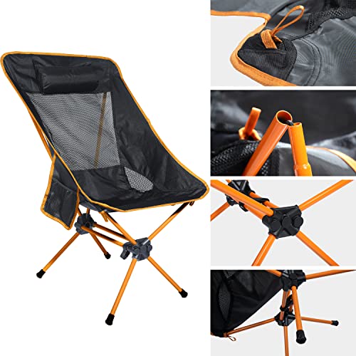 Ubon Compact Folding High Back Camping Chair with 2 Side Pockets Black/Gray F198