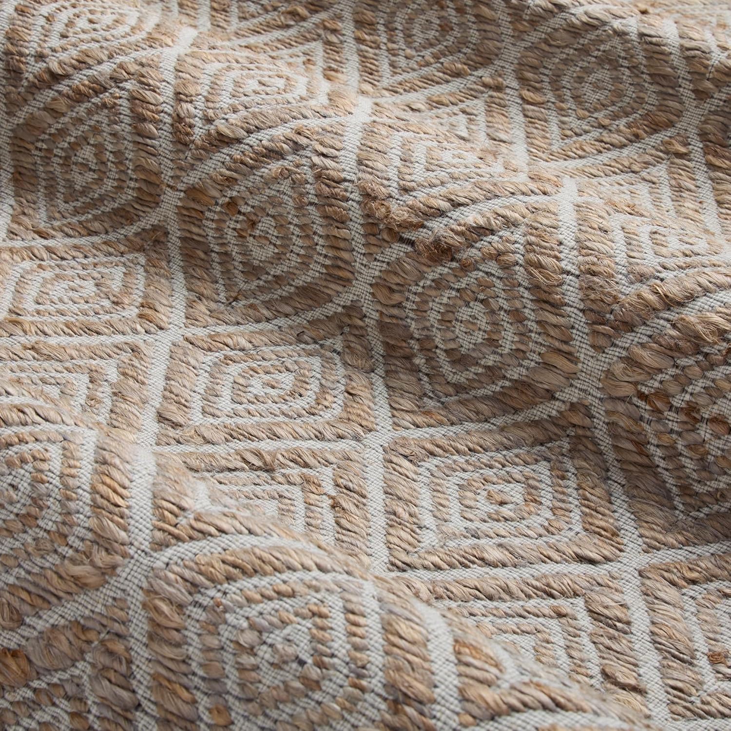 TOWN & COUNTRY TERRA Nalani Textured Diamond Hand-Knotted Jute Area Rug, Brown, 6'x9' Y381