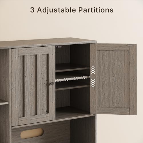 Gizoon Farmhouse Kitchen Pantry Storage Cabinet with Doors and Adjustable Shelves Z827903