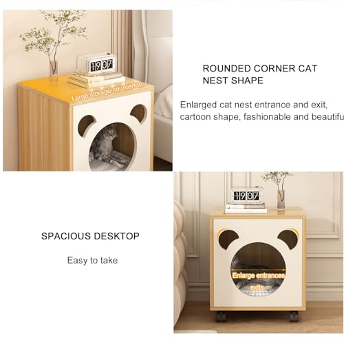 Cat House Night Stand with Drawers for Indoor Cats V836