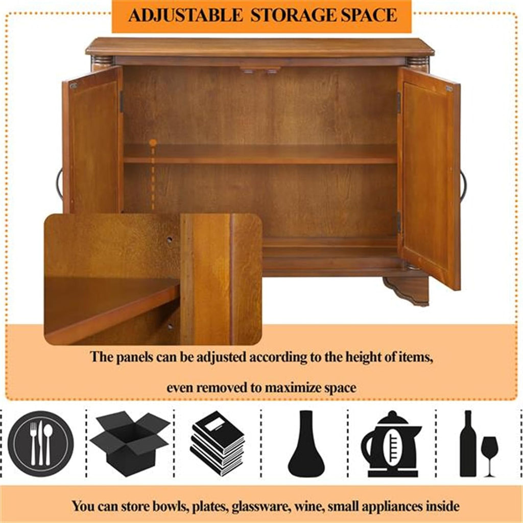 Vintage 40 Inch Console Table with Storage Rack, Natural Walnut J978030