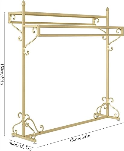 Heavy Duty Gold Clothing Rack for Boutique, Floor-Standing Garment Rack P43791
